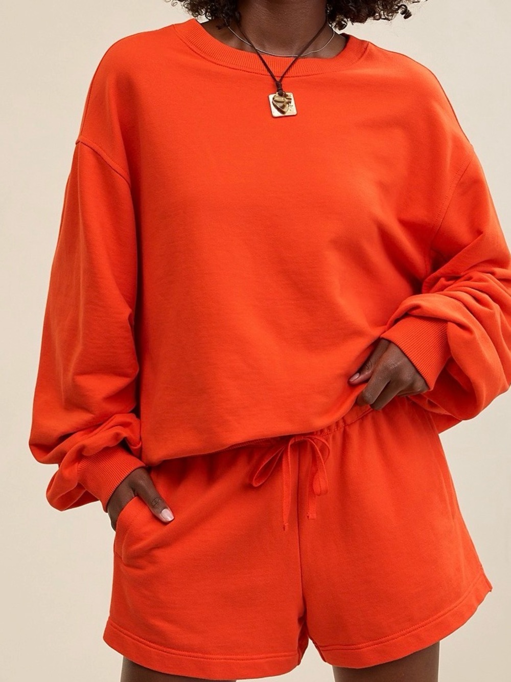 Aerie Jet Setter Crewneck Sweatshirt and Short set. Sz Small